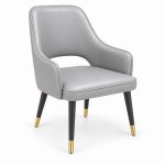 JYX-092 Gray Open-Back Upholstered Dining Chair right 45-degree view