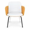JYX-094 White and Orange Accent Dining Chair