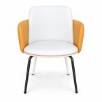 JYX-094 White and Orange Accent Dining Chair front view