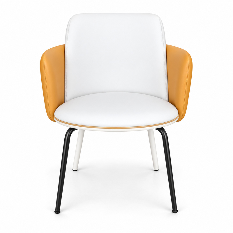 JYX-094 White and Orange Accent Dining Chair