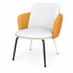 JYX-094 White and Orange Accent Dining Chair left 45-degree view