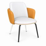 JYX-094 White and Orange Accent Dining Chair right 45-degree view
