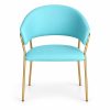 JYX-096 Turquoise Open-Back Dining Armchair