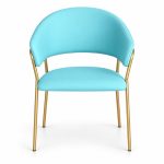 JYX-096 Turquoise Open-Back Dining Armchair front view