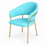 JYX-096 Turquoise Open-Back Dining Armchair left 45-degree view