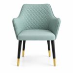 JYX-097 Sage Green Quilted Dining Armchair front view