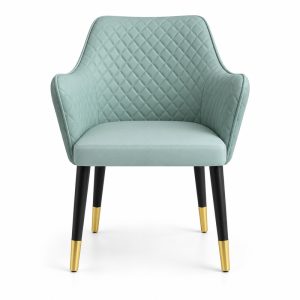 JYX-097 Sage Green Quilted Dining Armchair front view