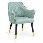 JYX-097 Sage Green Quilted Dining Armchair right 45-degree view