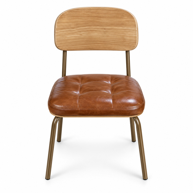 JYX-098 Brown Cushioned Wood-Back Dining Chair