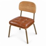 JYX-098 Brown Cushioned Wood-Back Dining Chair left 45-degree view