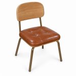 JYX-098 Brown Cushioned Wood-Back Dining Chair right 45-degree view