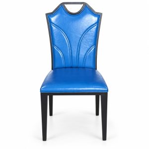 JYX-099 Blue Decorative High-Back Dining Chair front view