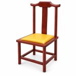 JYX-100 Yellow Seat Chinese-Style Dining Chair left 45-degree view