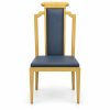 JYX-102 Blue and Gold Geometric High-Back Dining Chair