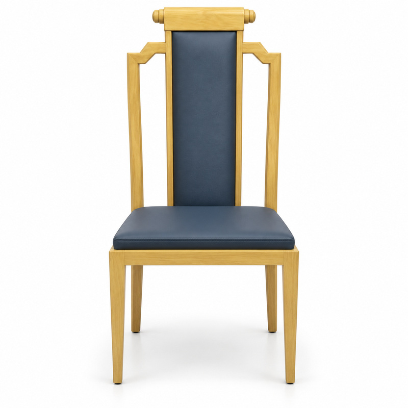 JYX-102 Blue and Gold Geometric High-Back Dining Chair
