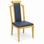 JYX-102 Blue and Gold Geometric High-Back Dining Chair right 45-degree view
