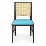 JYX-103 Turquoise Seat Cane-Back Dining Chair front view