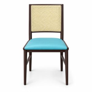JYX-103 Turquoise Seat Cane-Back Dining Chair front view