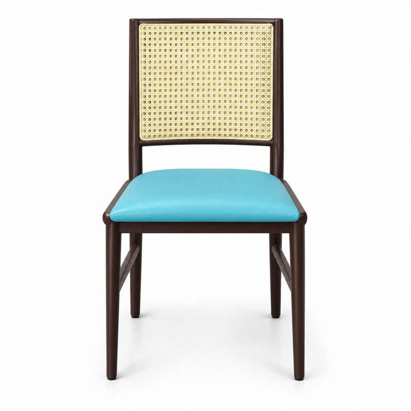 JYX-103 Turquoise Seat Cane-Back Dining Chair