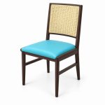 JYX-103 Turquoise Seat Cane-Back Dining Chair left 45-degree view