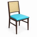 JYX-103 Turquoise Seat Cane-Back Dining Chair right 45-degree view
