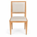 JYX-104 Cream Padded Square-Back Dining Chair front view