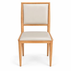 JYX-104 Cream Padded Square-Back Dining Chair front view