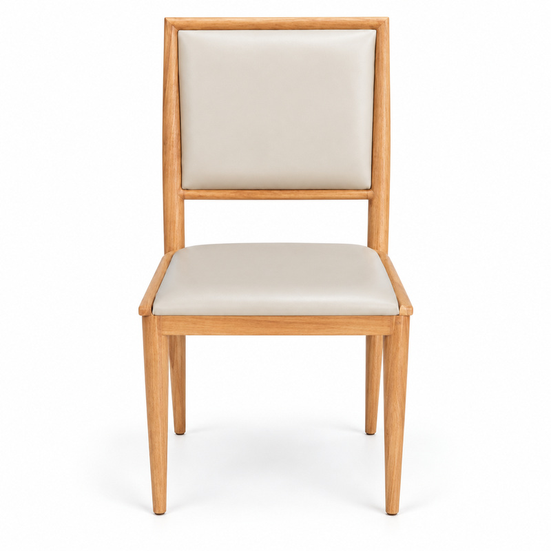 JYX-104 Cream Padded Square-Back Dining Chair