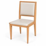JYX-104 Cream Padded Square-Back Dining Chair left 45-degree view