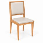 JYX-104 Cream Padded Square-Back Dining Chair right 45-degree view