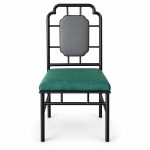 JYX-105 Green Seat Geometric-Back Dining Chair front view