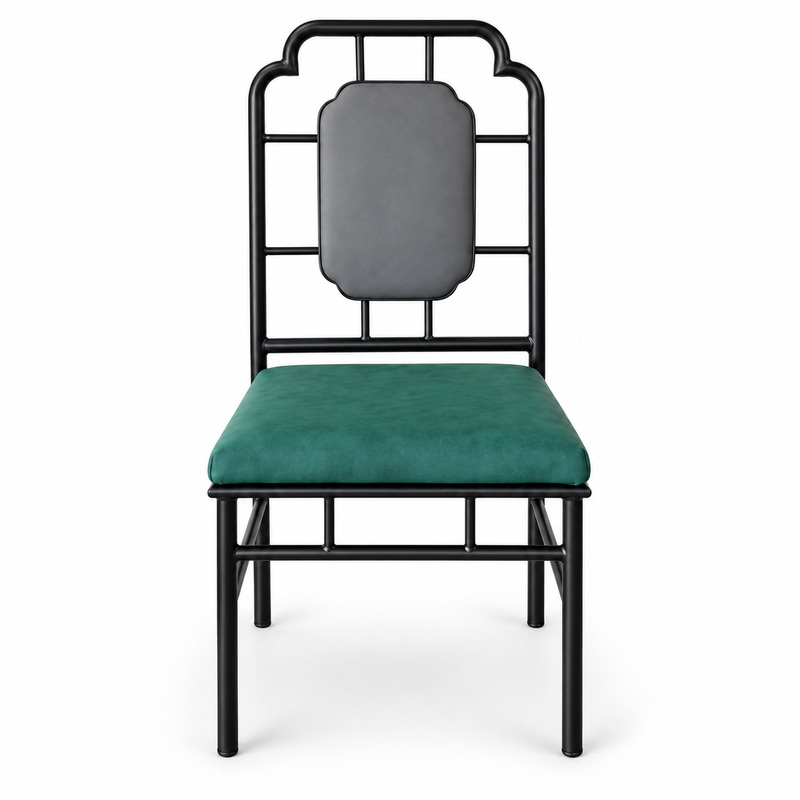 JYX-105 Green Seat Geometric-Back Dining Chair