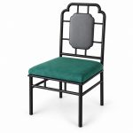 JYX-105 Green Seat Geometric-Back Dining Chair left 45-degree view