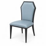 JYX-106 Blue Polygon-Back Dining Chair left 45-degree view