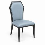 JYX-106 Blue Polygon-Back Dining Chair right 45-degree view