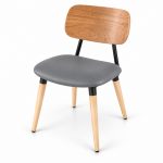 JYX-109 Gray Seat Curved-Back Dining Chair left 45-degree view