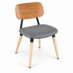 JYX-109 Gray Seat Curved-Back Dining Chair right 45-degree view