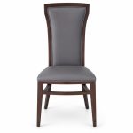 JYX-110 Gray Padded High-Back Dining Chair front view