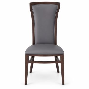 JYX-110 Gray Padded High-Back Dining Chair front view