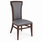 JYX-110 Gray Padded High-Back Dining Chair right 45-degree view