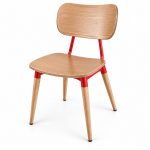 JYX-111 Red Accent Curved-Back Dining Chair left 45-degree view