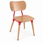 JYX-111 Red Accent Curved-Back Dining Chair right 45-degree view