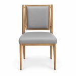 JYX-112 Gray Square-Back Upholstered Dining Chair front view