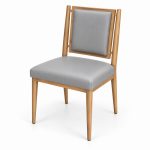 JYX-112 Gray Square-Back Upholstered Dining Chair left 45-degree view