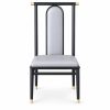 JYX-113 White Seat Black Geometric Dining Chair