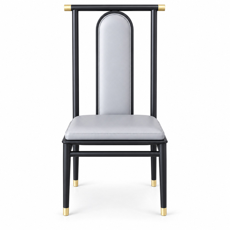JYX-113 White Seat Black Geometric Dining Chair