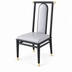 JYX-113 White Seat Black Geometric Dining Chair left 45-degree view