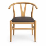 JYX-114 Black Seat Wishbone-Style Dining Chair front view