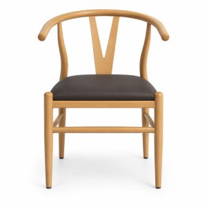JYX-114 Black Seat Wishbone-Style Dining Chair front view