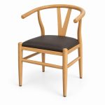 JYX-114 Black Seat Wishbone-Style Dining Chair left 45-degree view
